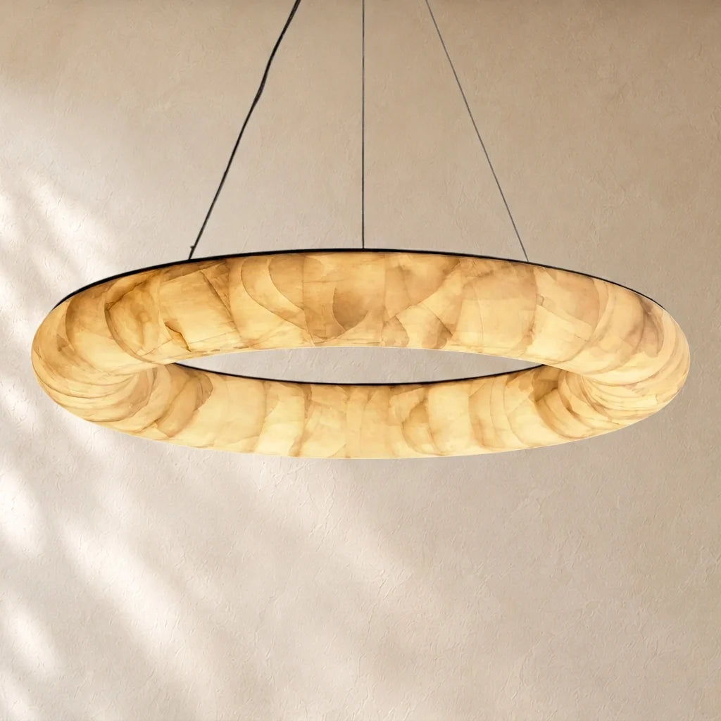 Livage Lisse Round Chandelier with Alabaster Shade