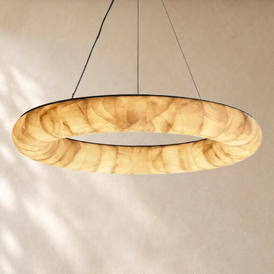 Livage Lisse Round Chandelier with Alabaster Shade