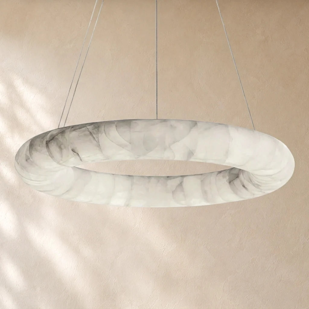 Livage Lisse Round Chandelier with Alabaster Shade