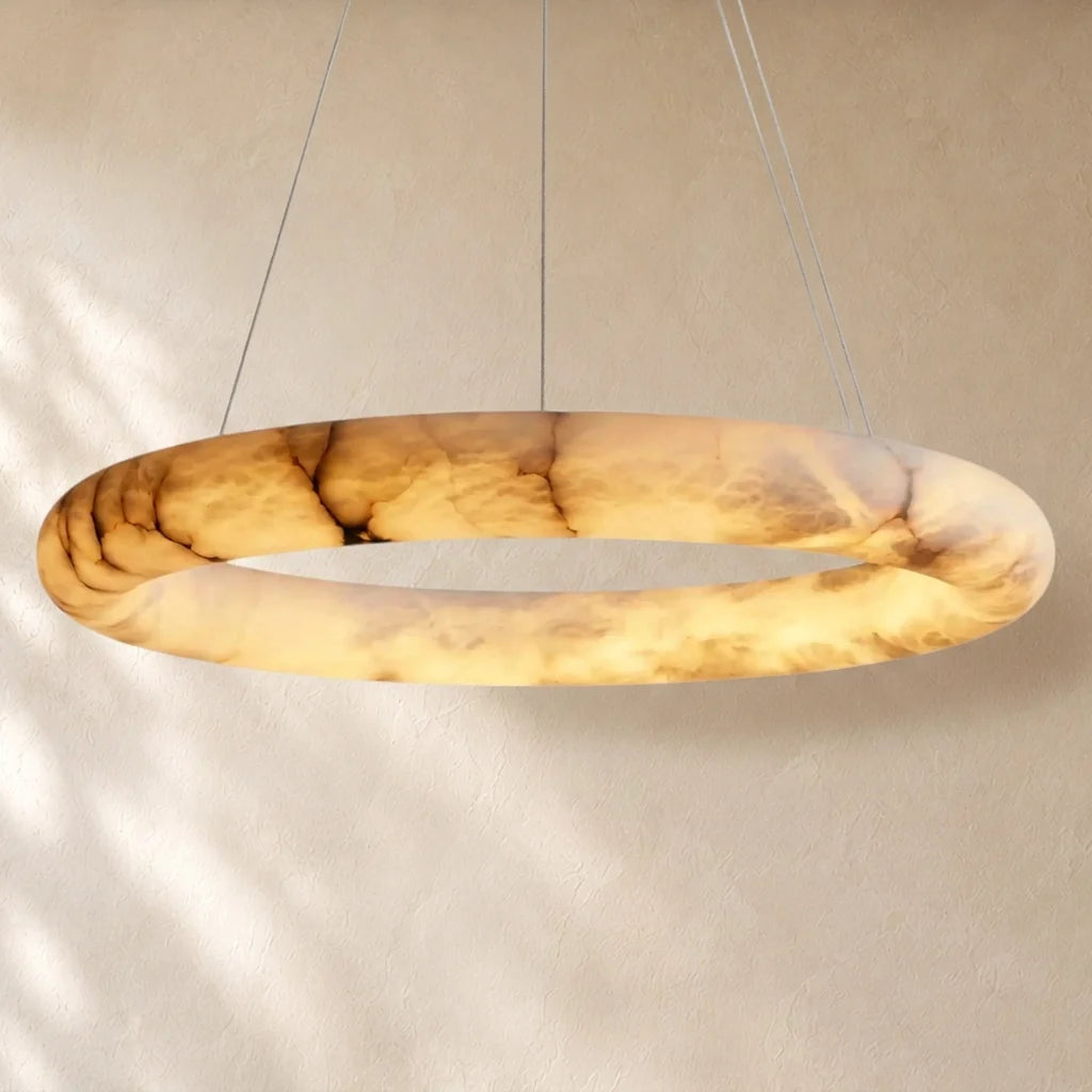 Livage Lisse Round Chandelier with Alabaster Shade
