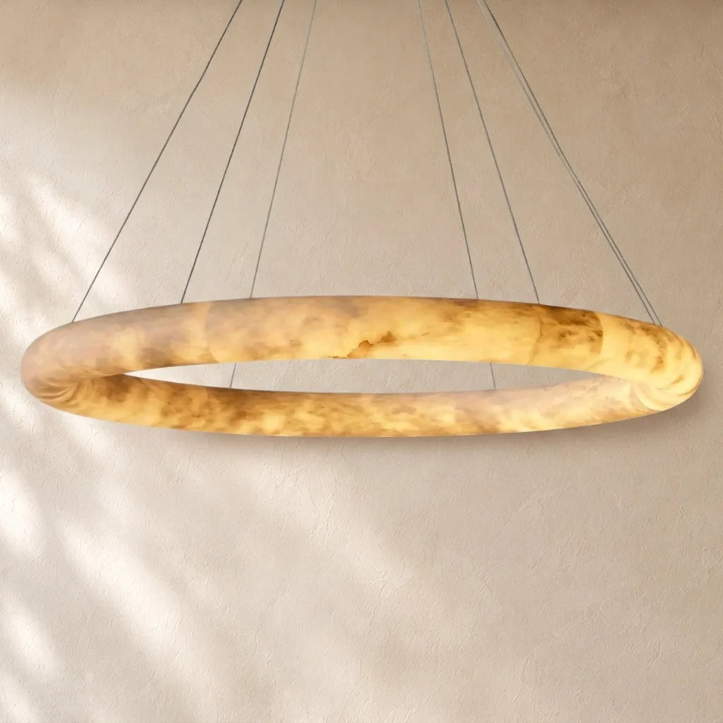 Livage Lisse Round Chandelier with Alabaster Shade