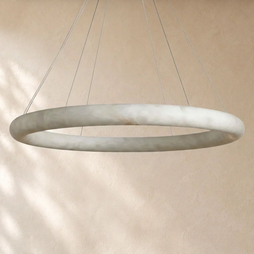 Livage Lisse Round Chandelier with Alabaster Shade