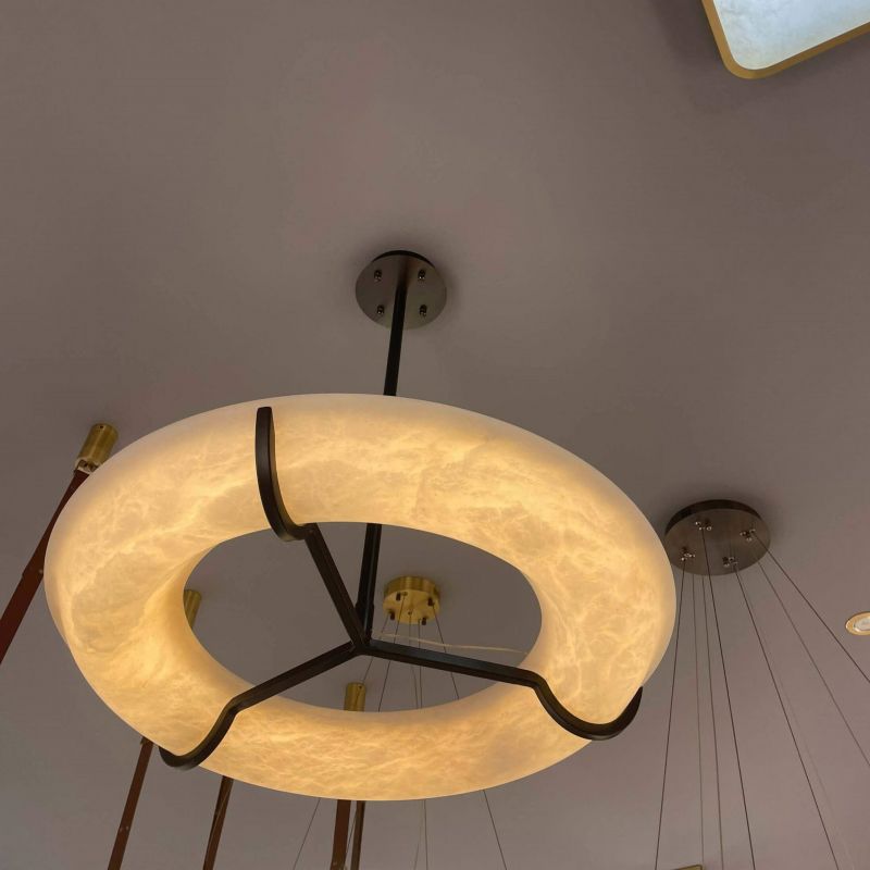 Orion Round Alabaster Dining Room Chandelier
