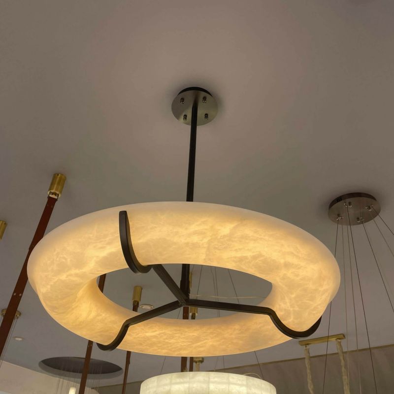 Orion Round Alabaster Dining Room Chandelier