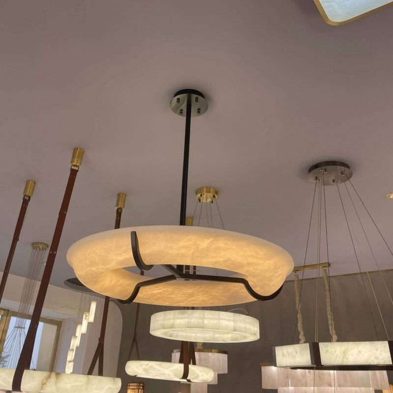 Orion Round Alabaster Dining Room Chandelier