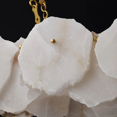 Alabaster Moira Marble Modern Snowflake Linear Chandelier