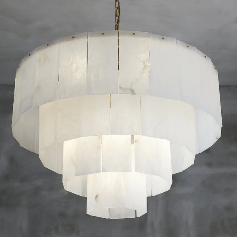 Orion Alabaster Multi-Layer Round Chandelier D31"