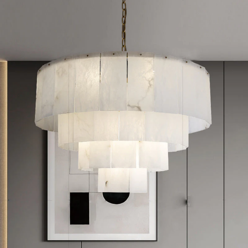 Orion Alabaster Multi-Layer Round Chandelier D31"