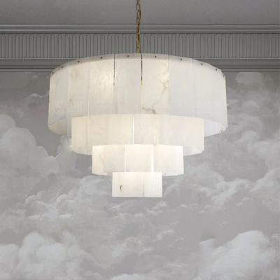 Orion Alabaster Multi-Layer Round Chandelier D31"