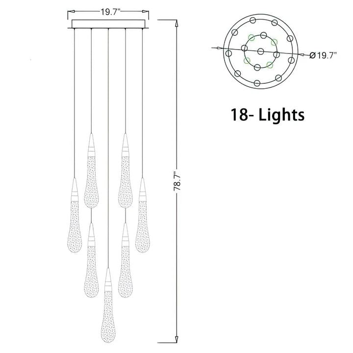 Allure Multi-LED Glass Staircase Chandelier