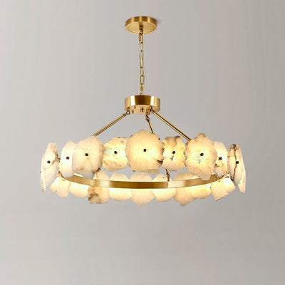 Moonlit Alabaster Modern Round Chandelier