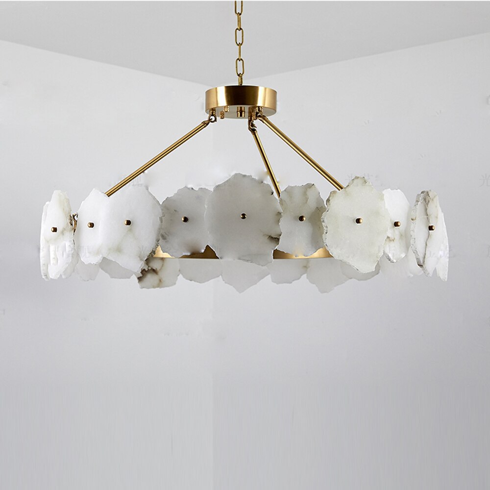 Moonlit Alabaster Modern Round Chandelier