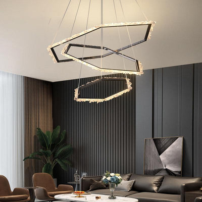 Savoy Hexagon Rock Crystal Ring Chandelier
