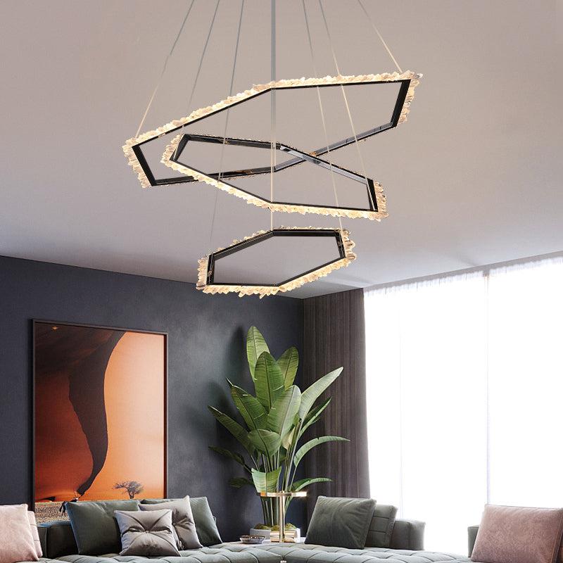 Savoy Hexagon Rock Crystal Ring Chandelier
