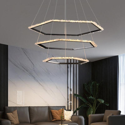 Savoy Hexagon Rock Crystal Ring Chandelier