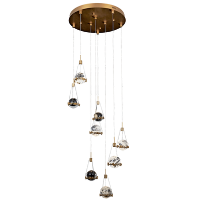 Savoy Rock Crystal Ball Ceiling Mounted Staircase Chandelier