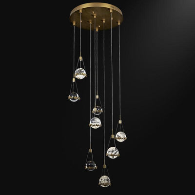 Savoy Rock Crystal Ball Ceiling Mounted Staircase Chandelier