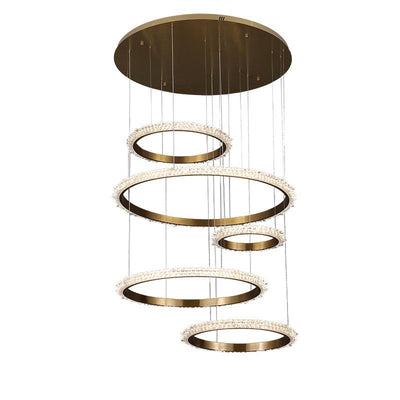 Savoy Staircase K9 Crystal Ring Chandelier