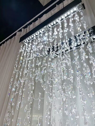 New Modern Creative Light Luxury Tassel Long Crystal Chandelier Designer Models Dining Table/Bar Light Fixture