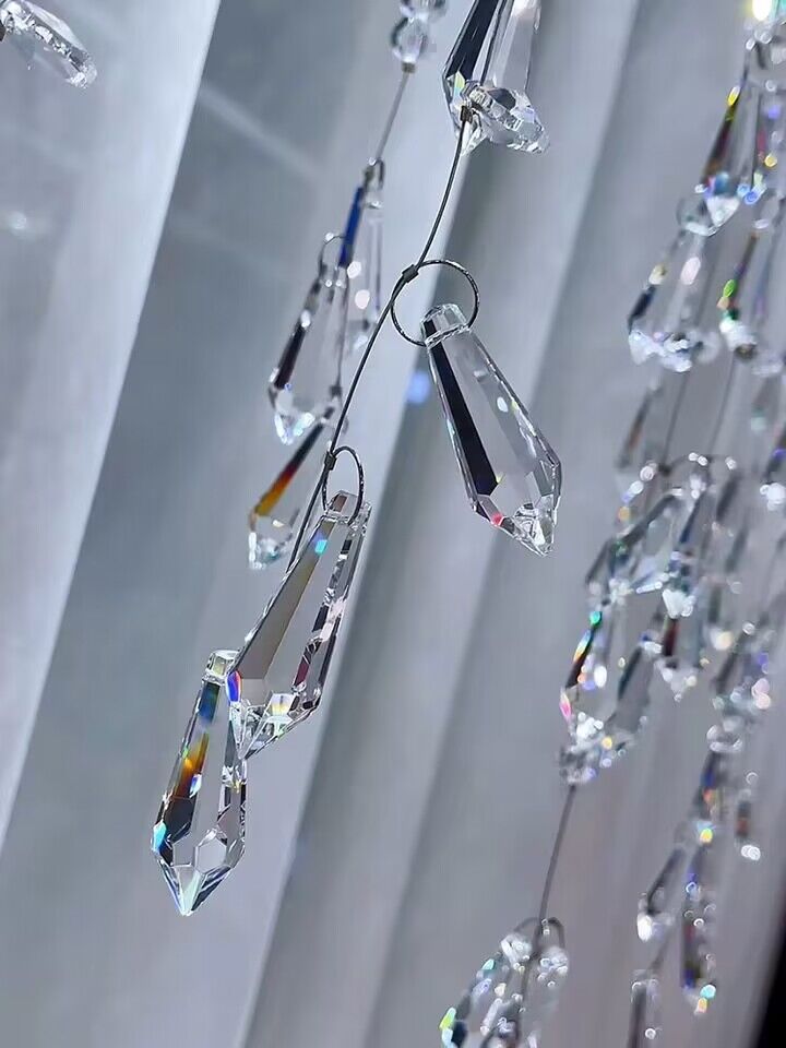 New Modern Creative Light Luxury Tassel Long Crystal Chandelier Designer Models Dining Table/Bar Light Fixture