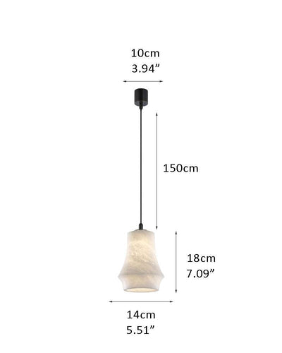 Alabaster Ceiling Pendant Lamp in black metal plate for dining room, living room, bedroom