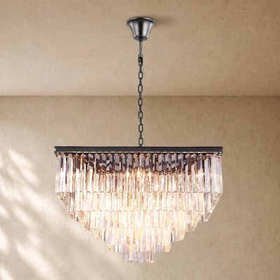 1920s Crystal Square Chandelier