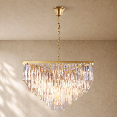 1920s Crystal Square Chandelier