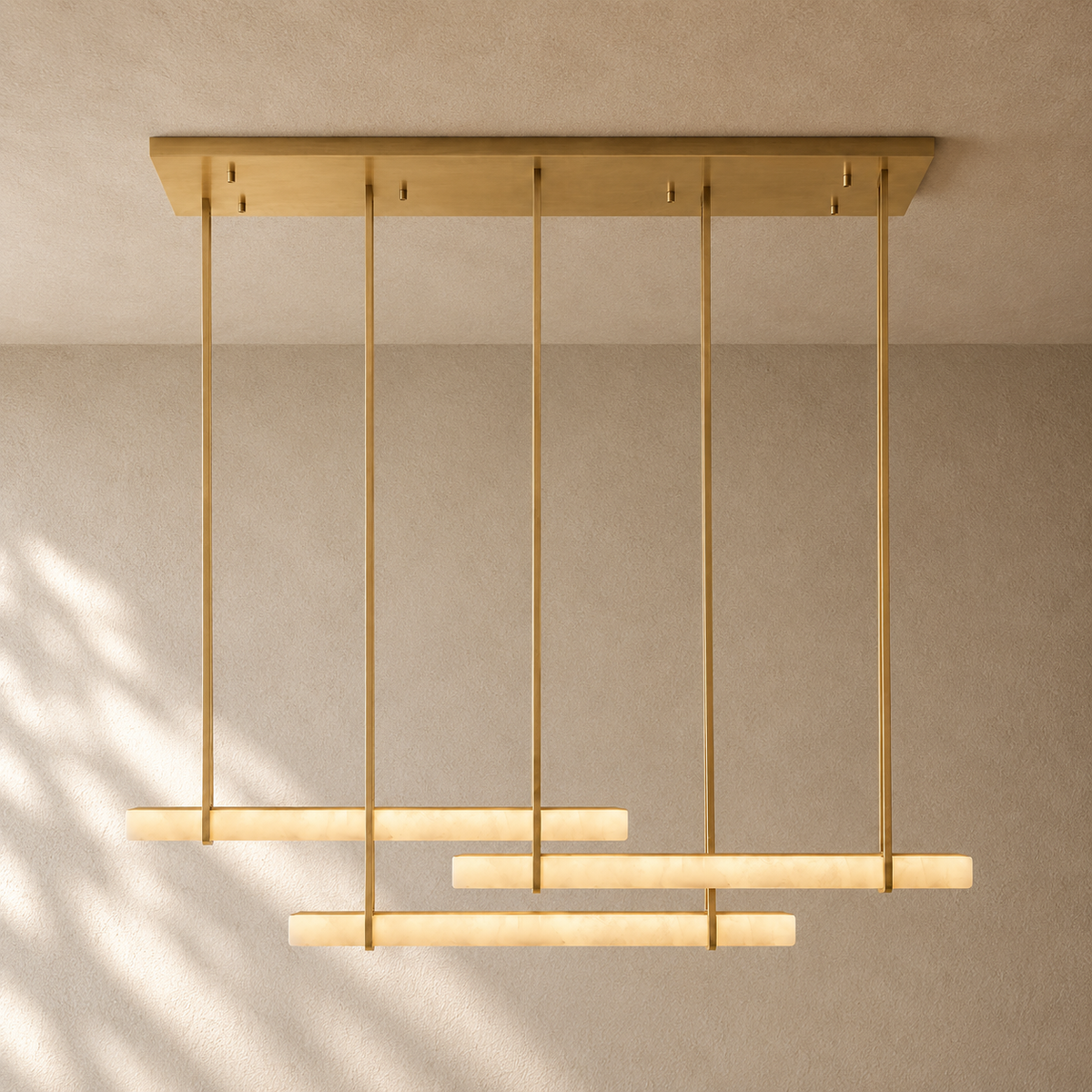 Budubon Alabaster Triple Bar Linear Chandelier