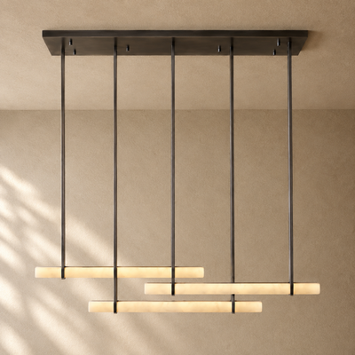 Budubon Alabaster Triple Bar Linear Chandelier