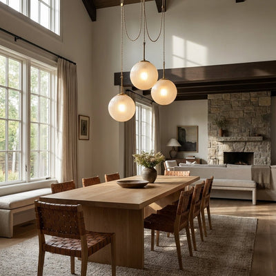 Agnes Multi - Globe Ribbed Opal Glass Chandelier - Cyran Lamps