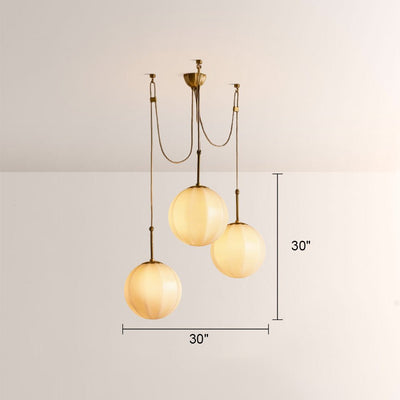 Agnes Multi - Globe Ribbed Opal Glass Chandelier - Cyran Lamps