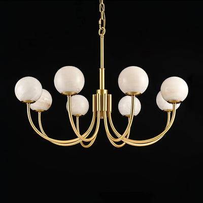 Alabaster Brass Chandelier 25.6" 31.5"