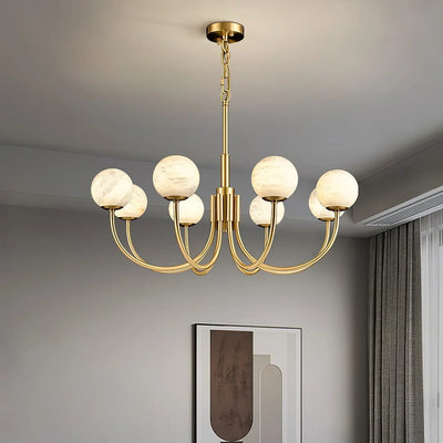 Alabaster Brass Chandelier 25.6" 31.5"