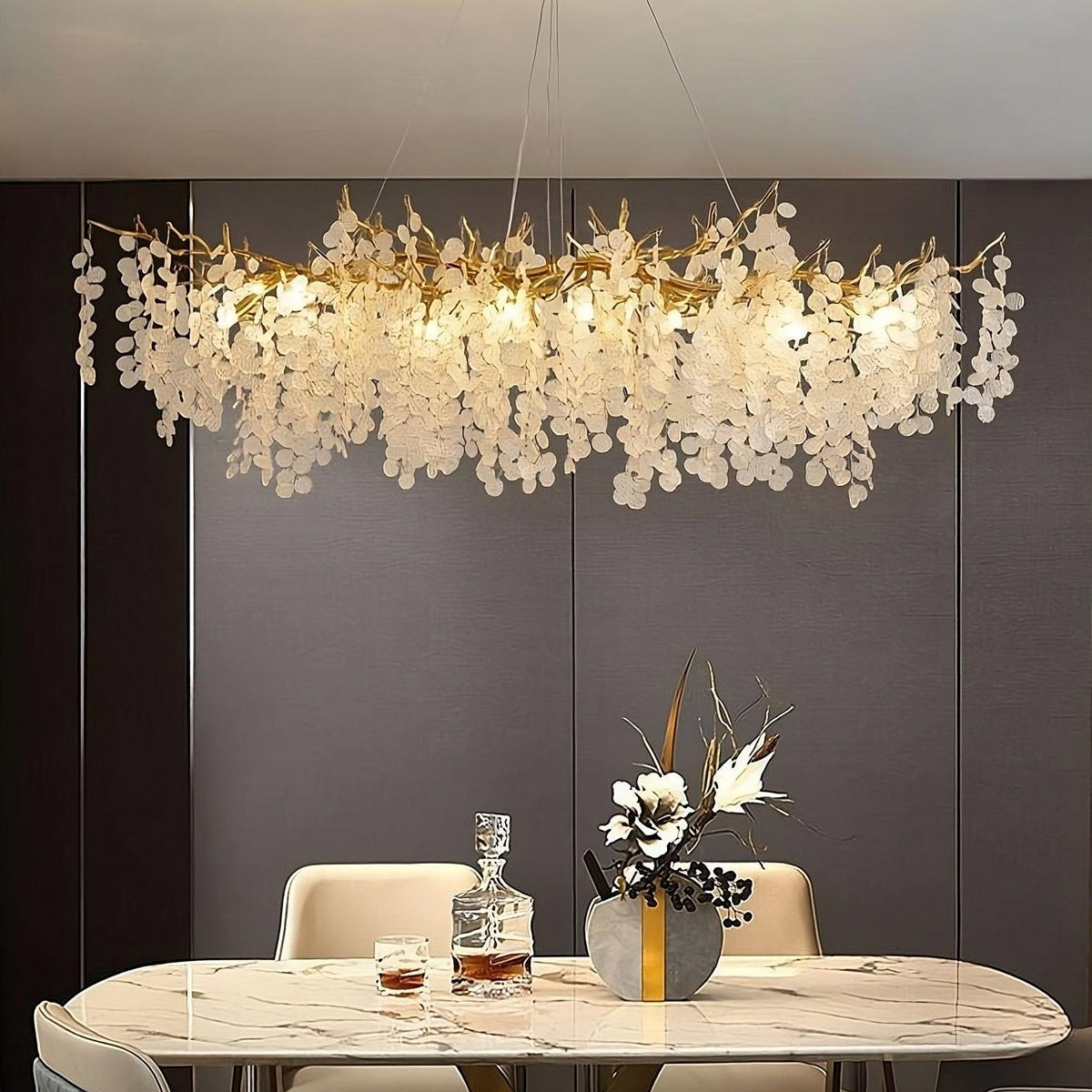 Albero Frost Glass Dining Chandelier - cyranlamps