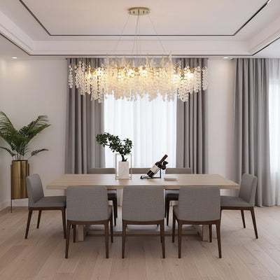 Albero Frost Glass Dining Chandelier - cyranlamps