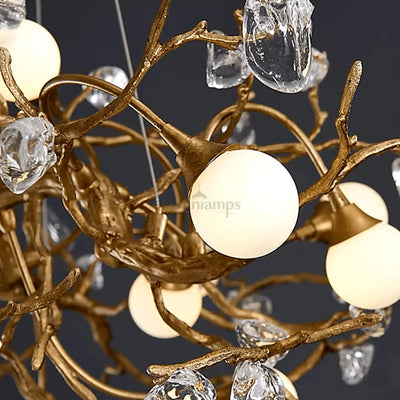 Albero Sculptural Gold Branch Chandelier - cyranlighting