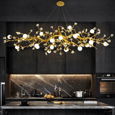 Albero Sculptural Gold Branch Chandelier - cyranlighting