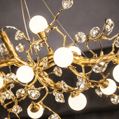 Albero Sculptural Gold Branch Chandelier - cyranlamps