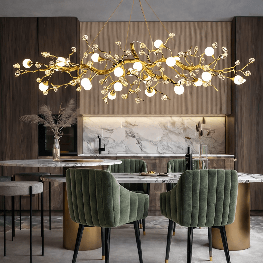 Albero Sculptural Gold Branch Chandelier - cyranlamps