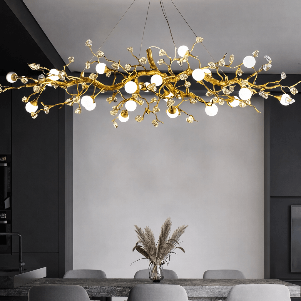 Albero Sculptural Gold Branch Chandelier - cyranlamps