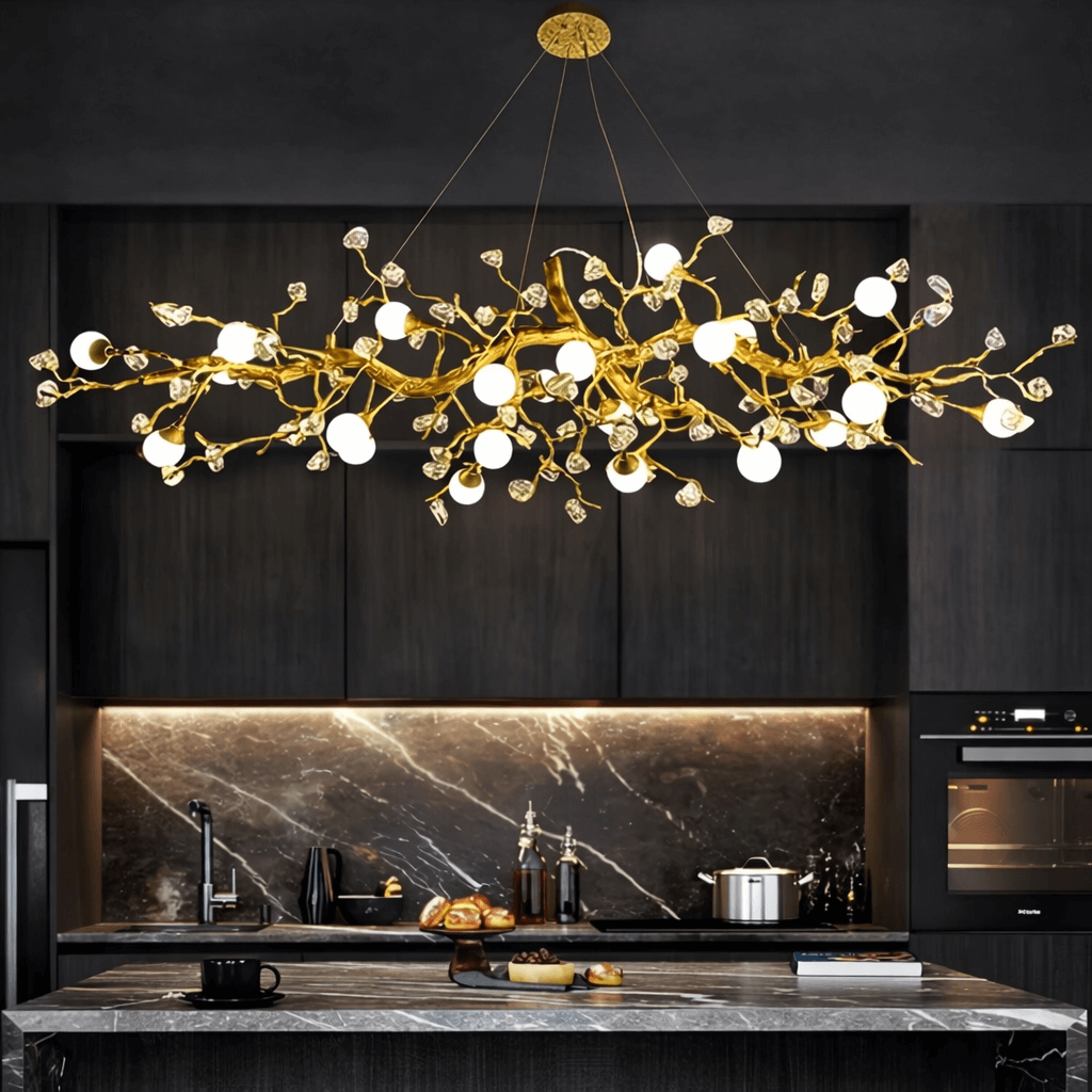 Albero Sculptural Gold Branch Chandelier - cyranlamps