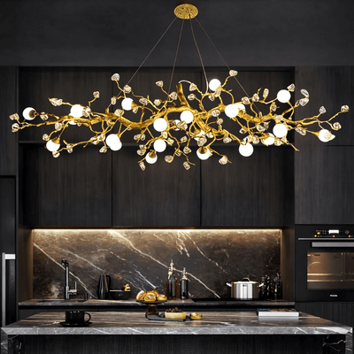 Albero Sculptural Gold Branch Chandelier - cyranlamps