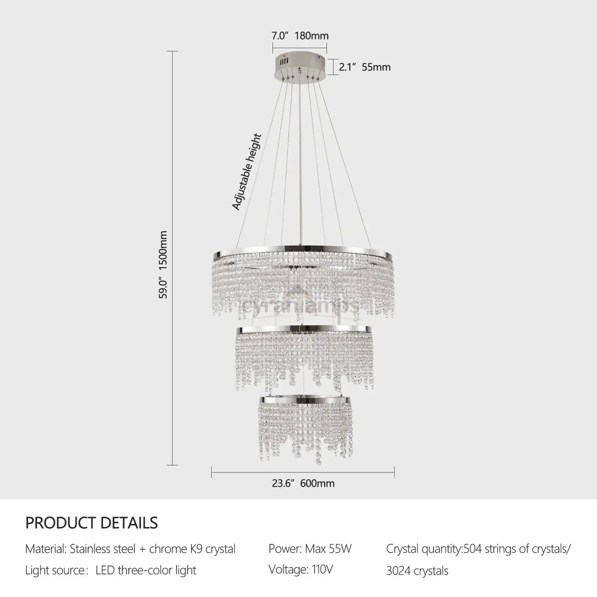 Alleri Crystal Foyer Chandelier - cyranlighting