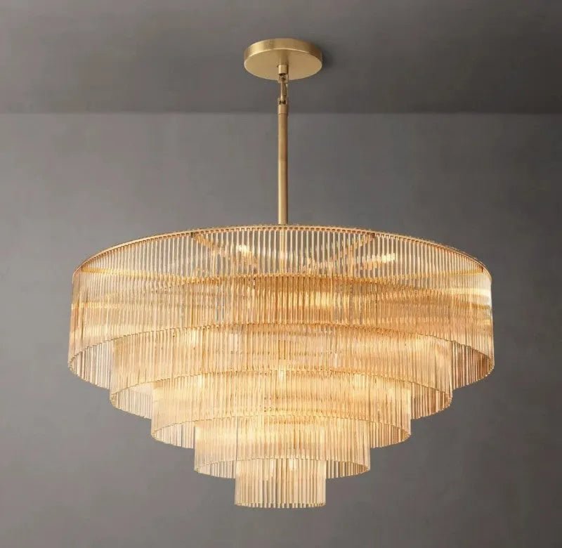 Amad Round Glass Rod Chandelier - Cyran Lamps