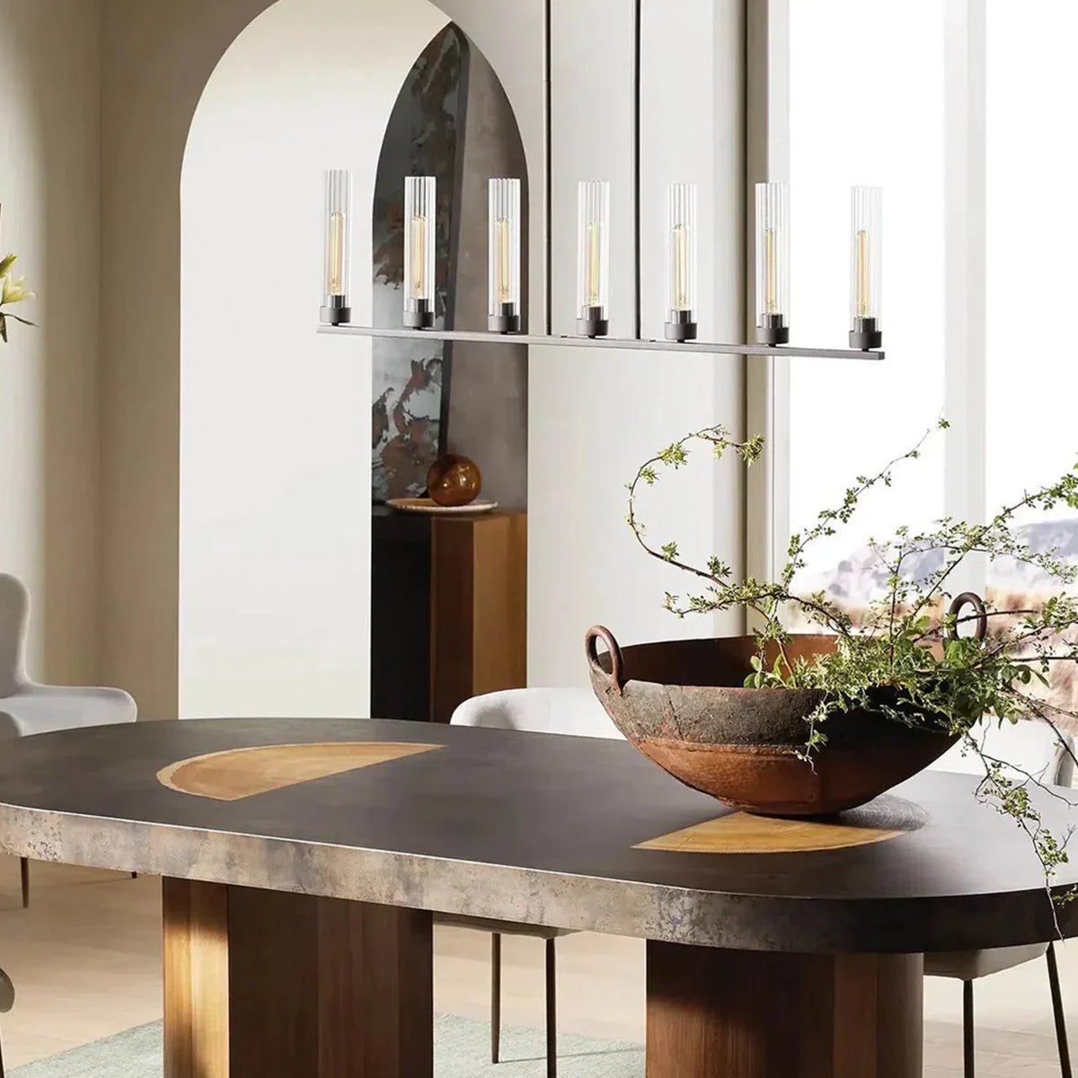 Andreas Glass Linear Chandelier Lighting - cyranlamps