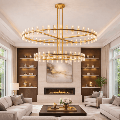 Arcachoe Round Two - tierd Wagon Wheel Chandelier - cyranlighting