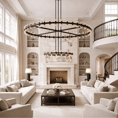 Arcachoe Round Two - tierd Wagon Wheel Chandelier - cyranlighting
