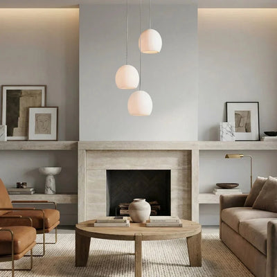 Arica Round Gold Chandelier with Natural Alabaster Stone Shades - cyranlamps