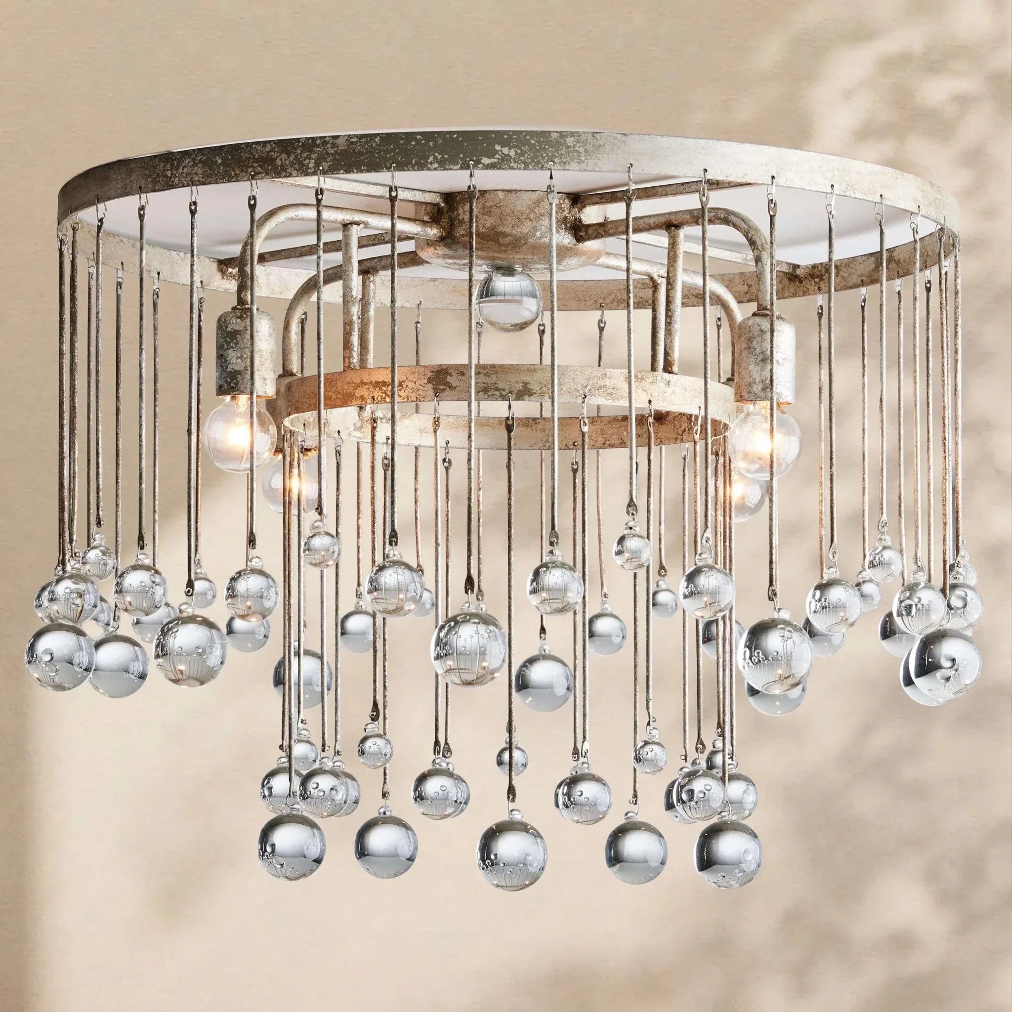 Aubrey Crystal Ball Flushmount Lamp - Cyran Lamps