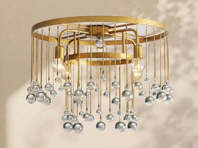 Aubrey Crystal Ball Flushmount Lamp - Cyran Lamps